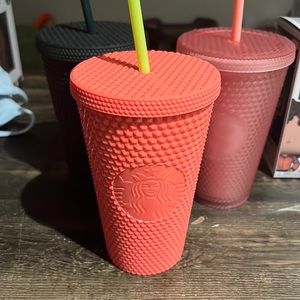 Bundle set- pink, neon peach and Forrest green. Starbucks